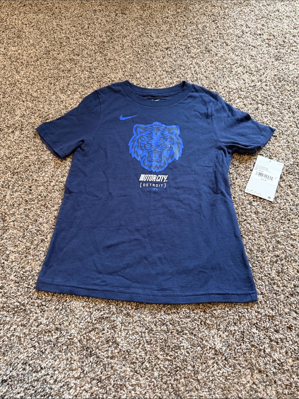 NWT Nike Navy Tee with Blue Tiger Motor City Graphic Detroit Tigers